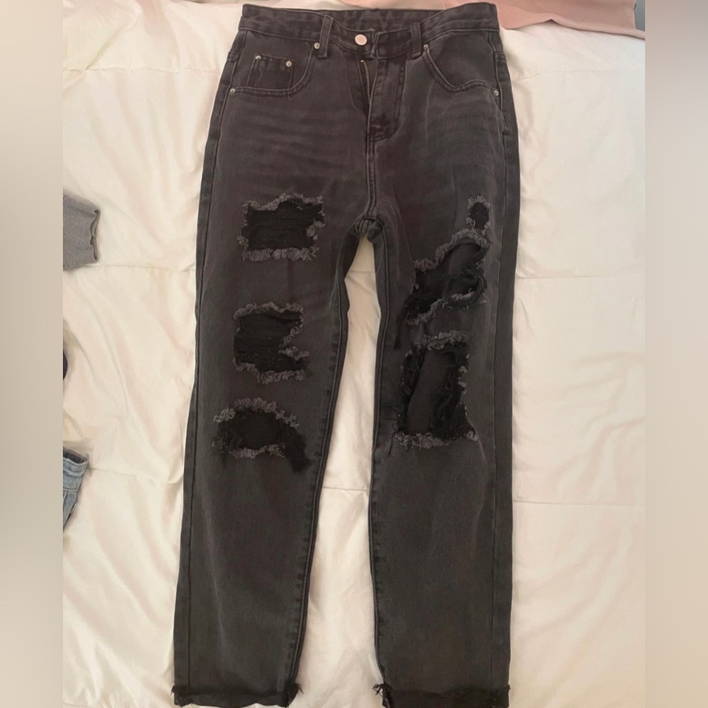 Black Denim Ripped Jeans size S